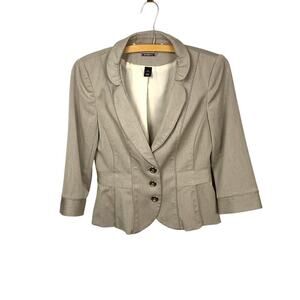 WHBM Khaki Pinstripe Hourglass Blazer Size 0